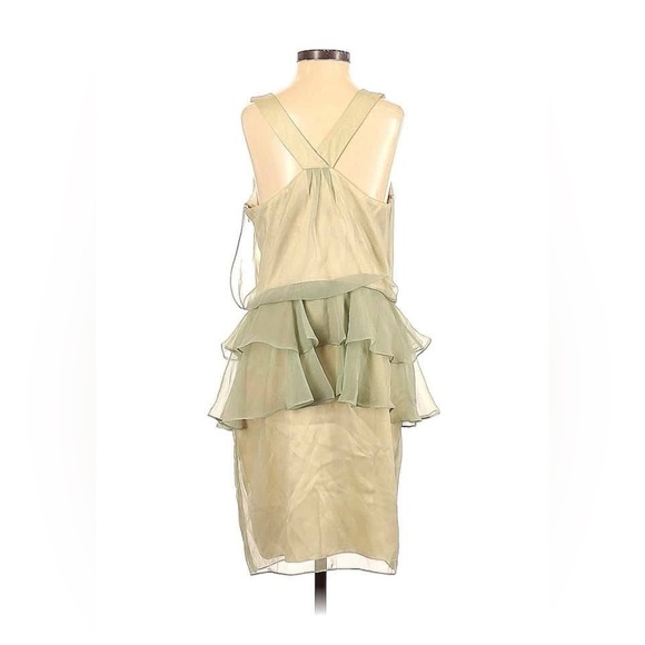 J.HOAGLUND s 6 light green ruffle cocktail party dress with Swarovski crystals - Picture 2 of 9